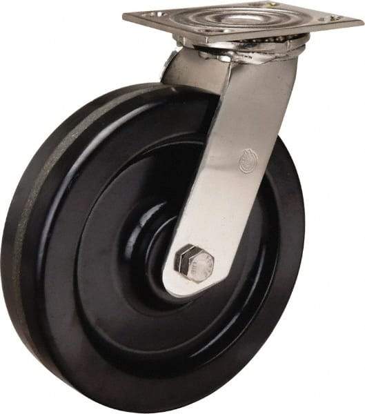 Hamilton - 8" Diam x 2" Wide x 9-1/2" OAH Top Plate Mount Swivel Caster - Phenolic, 800 Lb Capacity, Delrin Bearing, 3-3/4 x 4-1/2" Plate - USA Tool & Supply