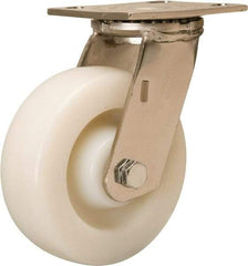 Hamilton - 6" Diam x 2" Wide x 7-1/2" OAH Top Plate Mount Swivel Caster - Nylon, 500 Lb Capacity, Stainless Steel Precision Ball Bearing, 3-3/4 x 4-1/2" Plate - USA Tool & Supply