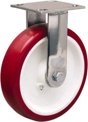 Hamilton - 8" Diam x 2" Wide x 9-1/2" OAH Top Plate Mount Rigid Caster - Polyurethane Mold on Polypropylene, 800 Lb Capacity, Delrin Bearing, 3-3/4 x 4-1/2" Plate - USA Tool & Supply