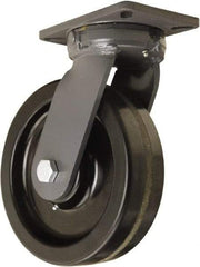 Hamilton - 10" Diam x 3" Wide x 12-1/2" OAH Top Plate Mount Swivel Caster - Phenolic, 2,900 Lb Capacity, Straight Roller Bearing, 5-1/4 x 7-1/4" Plate - USA Tool & Supply