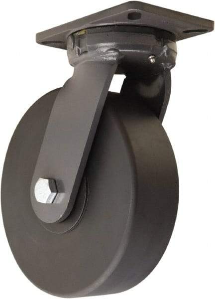 Hamilton - 10" Diam x 3" Wide x 12-1/2" OAH Top Plate Mount Swivel Caster - Nylon, 5,000 Lb Capacity, Precision Ball Bearing, 5-1/4 x 7-1/4" Plate - USA Tool & Supply