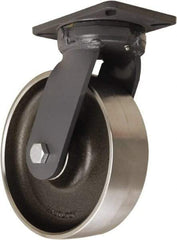 Hamilton - 10" Diam x 3" Wide x 12-1/2" OAH Top Plate Mount Swivel Caster - Forged Steel, 6,000 Lb Capacity, Precision Ball Bearing, 5-1/4 x 7-1/4" Plate - USA Tool & Supply