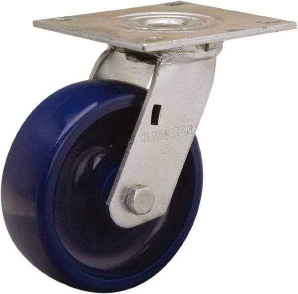 Hamilton - 6" Diam x 2" Wide x 7-1/2" OAH Top Plate Mount Swivel Caster - Polyurethane, 1,000 Lb Capacity, Sealed Precision Ball Bearing, 5 x 5-1/2" Plate - USA Tool & Supply