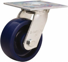 Hamilton - 5" Diam x 2" Wide x 6-1/2" OAH Top Plate Mount Swivel Caster - Polyurethane, 900 Lb Capacity, Sealed Precision Ball Bearing, 5 x 5-1/2" Plate - USA Tool & Supply