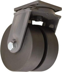 Hamilton - 12" Diam x 4" Wide x 15-1/2" OAH Top Plate Mount Dual Swivel Caster - Nylon, 16,000 Lb Capacity, Sealed Precision Ball Bearing, 8-1/2 x 8-1/2" Plate - USA Tool & Supply