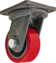 Hamilton - 8" Diam x 3" Wide x 11" OAH Top Plate Mount Swivel Caster - Polyurethane, 4,200 Lb Capacity, Tapered Roller Bearing, 8-1/2 x 8-1/2" Plate - USA Tool & Supply