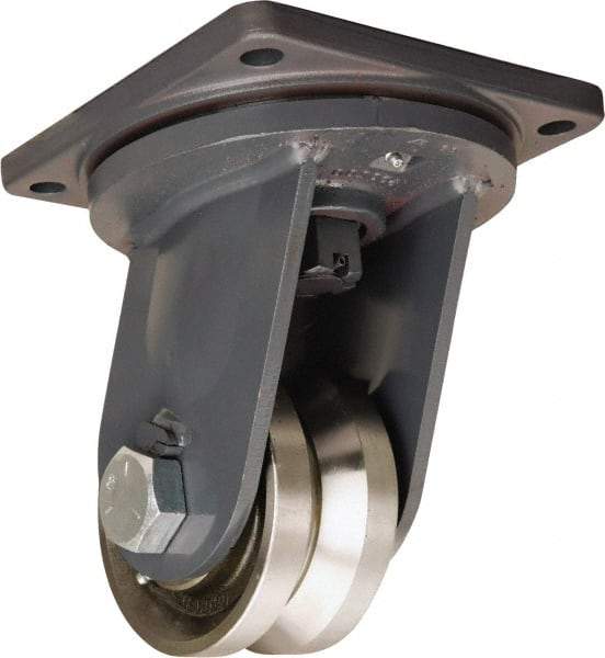 Hamilton - 6" Diam x 3" Wide, Forged Steel Swivel Caster - 10,000 Lb Capacity, Top Plate Mount, 8-1/2" x 8-1/2" Plate, Straight Roller Bearing - USA Tool & Supply