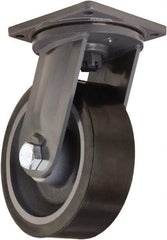 Hamilton - 12" Diam x 4" Wide x 15-1/2" OAH Top Plate Mount Swivel Caster - Polyurethane Mold on Forged Steel, 7,800 Lb Capacity, Tapered Roller Bearing, 8-1/2 x 8-1/2" Plate - USA Tool & Supply