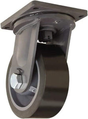 Hamilton - 10" Diam x 4" Wide x 13" OAH Top Plate Mount Swivel Caster - Polyurethane Mold on Forged Steel, 6,500 Lb Capacity, Tapered Roller Bearing, 8-1/2 x 8-1/2" Plate - USA Tool & Supply