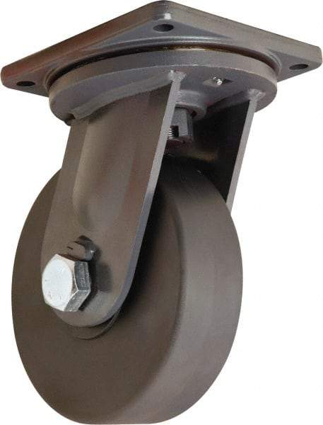 Hamilton - 10" Diam x 3" Wide x 13" OAH Top Plate Mount Swivel Caster - Nylon, 8,200 Lb Capacity, Precision Roller Ball Bearing, 8-1/2 x 8-1/2" Plate - USA Tool & Supply