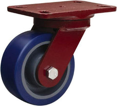 Hamilton - 5" Diam x 2" Wide x 6-3/4" OAH Top Plate Mount Swivel Caster - Polyurethane, 840 Lb Capacity, Precision Ball Bearing, 4-1/2 x 6-1/2" Plate - USA Tool & Supply