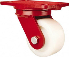 Hamilton - 4" Diam x 2" Wide x 5-5/8" OAH Top Plate Mount Swivel Caster - Nylon, Sealed Precision Ball Bearing, 4-1/2 x 6-1/2" Plate - USA Tool & Supply