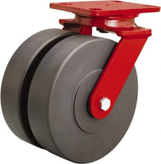 Hamilton - 8" Diam x 2" Wide x 9-3/4" OAH Top Plate Mount Swivel Caster - Nylon, 2,000 Lb Capacity, Sealed Precision Ball Bearing, 4-1/2 x 6-1/2" Plate - USA Tool & Supply