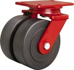 Hamilton - 6" Diam x 2" Wide x 7-3/4" OAH Top Plate Mount Swivel Caster - Nylon, 2,500 Lb Capacity, Sealed Precision Ball Bearing, 4-1/2 x 6-1/2" Plate - USA Tool & Supply