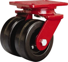 Hamilton - 5" Diam x 2" Wide x 6-3/4" OAH Top Plate Mount Swivel Caster - Phenolic, 2,000 Lb Capacity, Straight Roller Bearing, 4-1/2 x 6-1/2" Plate - USA Tool & Supply