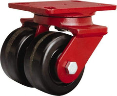 Hamilton - 4" Diam x 2" Wide x 5-5/8" OAH Top Plate Mount Swivel Caster - Phenolic, 1,600 Lb Capacity, Straight Roller Bearing, 4-1/2 x 6-1/2" Plate - USA Tool & Supply
