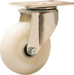 Hamilton - 4" Diam x 1-1/4" Wide x 5-3/8" OAH Top Plate Mount Swivel Caster - Nylon, 350 Lb Capacity, Ball Bearing, 3-1/8 x 4-1/8" Plate - USA Tool & Supply