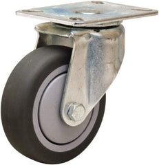 Hamilton - 4" Diam x 1-3/8" Wide x 5-1/16" OAH Top Plate Mount Swivel Caster - Rubber Mold on Polyolefin, 250 Lb Capacity, Precision Ball Bearing, 3-1/8 x 4-1/8" Plate - USA Tool & Supply