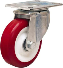 Hamilton - 4" Diam x 1-3/8" Wide x 5-1/16" OAH Top Plate Mount Swivel Caster - Polyurethane Mold on Polypropylene, 400 Lb Capacity, Sealed Precision Ball Bearing, 3-1/8 x 4-1/8" Plate - USA Tool & Supply