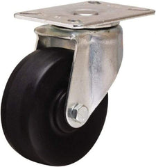 Hamilton - 4" Diam x 1-1/2" Wide x 5-1/16" OAH Top Plate Mount Swivel Caster - Hard Rubber, 300 Lb Capacity, Self-Lubricating Bearing, 3-1/8 x 4-1/8" Plate - USA Tool & Supply
