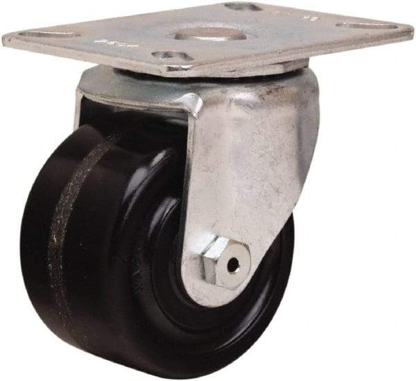 Hamilton - 3" Diam x 1-3/4" Wide x 4" OAH Top Plate Mount Swivel Caster - Phenolic, 400 Lb Capacity, Straight Roller Bearing, 3-1/8 x 4-1/8" Plate - USA Tool & Supply