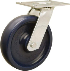 Hamilton - 8" Diam x 2" Wide x 9-1/2" OAH Top Plate Mount Swivel Caster - Polyurethane, 900 Lb Capacity, Sealed Precision Ball Bearing, 4-1/2 x 6-1/4" Plate - USA Tool & Supply