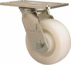 Hamilton - 5" Diam x 2" Wide x 6-1/2" OAH Top Plate Mount Swivel Caster - Nylon, 900 Lb Capacity, Sealed Precision Ball Bearing, 4-1/2 x 6-1/4" Plate - USA Tool & Supply