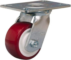 Hamilton - 4" Diam x 2" Wide x 5-5/8" OAH Top Plate Mount Swivel Caster - Polyurethane Mold on Polypropylene, 750 Lb Capacity, Straight Roller Bearing, 4-1/2 x 6-1/4" Plate - USA Tool & Supply
