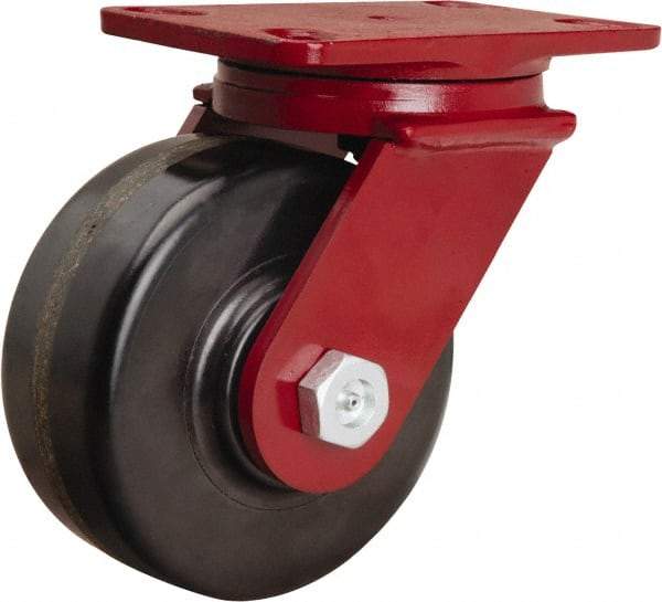 Hamilton - 6" Diam x 2-1/2" Wide x 7-1/2" OAH Top Plate Mount Swivel Caster - Phenolic, 1,800 Lb Capacity, Straight Roller Bearing, 4-1/2 x 6-1/2" Plate - USA Tool & Supply