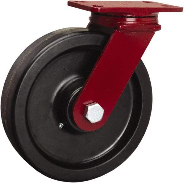Hamilton - 10" Diam x 2-1/2" Wide x 11-1/2" OAH Top Plate Mount Swivel Caster - Phenolic, 2,200 Lb Capacity, Tapered Roller Bearing, 4-1/2 x 6-1/2" Plate - USA Tool & Supply