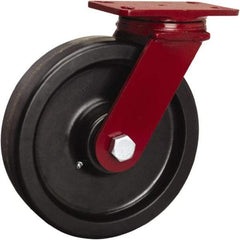 Hamilton - 10" Diam x 2-1/2" Wide x 11-1/2" OAH Top Plate Mount Swivel Caster - Phenolic, 2,200 Lb Capacity, Tapered Roller Bearing, 4-1/2 x 6-1/2" Plate - USA Tool & Supply