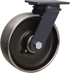 Hamilton - 10" Diam x 3" Wide x 12-1/16" OAH Top Plate Mount Swivel Caster - Forged Steel, 2,400 Lb Capacity, Sealed Precision Ball Bearing, 4-1/2 x 6-1/2" Plate - USA Tool & Supply