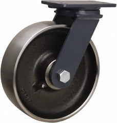 Hamilton - 10" Diam x 3" Wide x 12-1/16" OAH Top Plate Mount Swivel Caster - Forged Steel, 2,400 Lb Capacity, Tapered Roller Bearing, 4-1/2 x 6-1/2" Plate - USA Tool & Supply