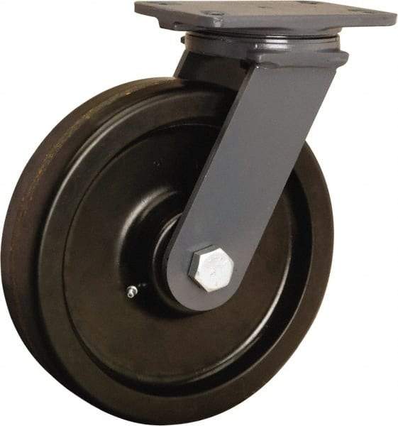 Hamilton - 10" Diam x 2-1/2" Wide x 12-1/16" OAH Top Plate Mount Swivel Caster - Phenolic, 2,400 Lb Capacity, Tapered Roller Bearing, 4-1/2 x 6-1/2" Plate - USA Tool & Supply