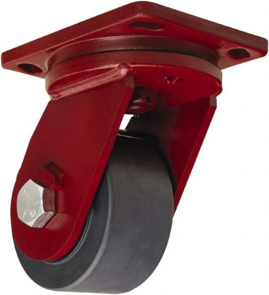 Hamilton - 6" Diam x 3" Wide x 8-1/2" OAH Top Plate Mount Swivel Caster - Nylon, 5,000 Lb Capacity, Sealed Precision Ball Bearing, 6-1/2 x 7-1/2" Plate - USA Tool & Supply