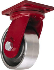 Hamilton - 8" Diam x 3" Wide x 10-1/2" OAH Top Plate Mount Swivel Caster - Forged Steel, 10,000 Lb Capacity, Tapered Roller Bearing, 6-1/2 x 7-1/2" Plate - USA Tool & Supply