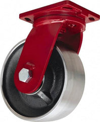 Hamilton - 10" Diam x 3" Wide x 12-1/2" OAH Top Plate Mount Swivel Caster - Forged Steel, 6,500 Lb Capacity, Tapered Roller Bearing, 6-1/2 x 7-1/2" Plate - USA Tool & Supply