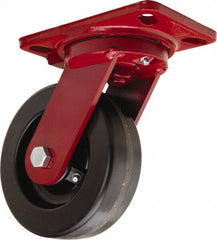 Hamilton - 6" Diam x 2" Wide x 7-3/4" OAH Top Plate Mount Swivel Caster - Phenolic, 1,200 Lb Capacity, Straight Roller Bearing, 4-1/2 x 6-1/2" Plate - USA Tool & Supply