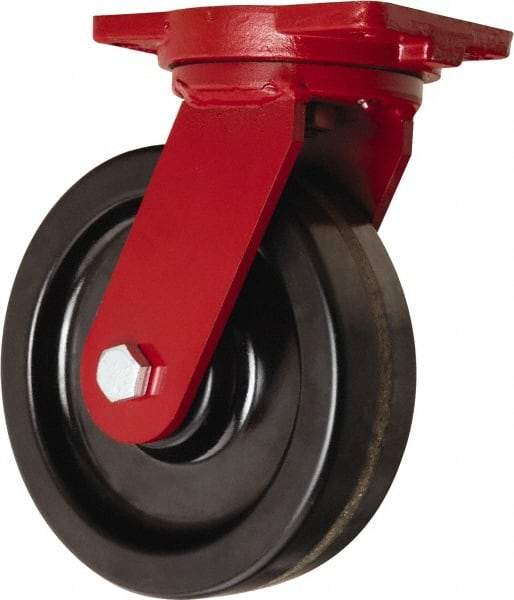 Hamilton - 10" Diam x 3" Wide x 12-1/2" OAH Top Plate Mount Swivel Caster - Phenolic, 2,900 Lb Capacity, Tapered Roller Bearing, 6-1/8 x 7-1/2" Plate - USA Tool & Supply