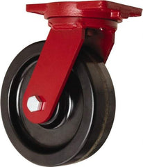 Hamilton - 10" Diam x 3" Wide x 12-1/2" OAH Top Plate Mount Swivel Caster - Phenolic, 2,900 Lb Capacity, Tapered Roller Bearing, 6-1/8 x 7-1/2" Plate - USA Tool & Supply