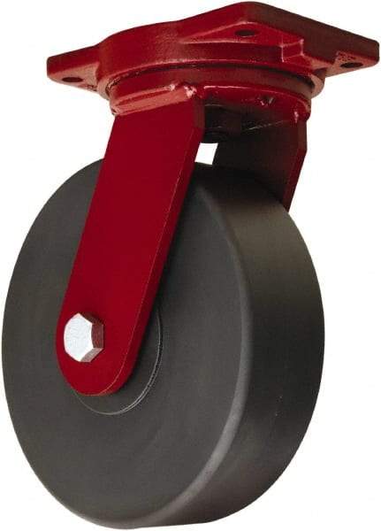 Hamilton - 10" Diam x 3" Wide x 12-1/2" OAH Top Plate Mount Swivel Caster - Nylon, 5,000 Lb Capacity, Sealed Precision Ball Bearing, 6-1/8 x 7-1/2" Plate - USA Tool & Supply