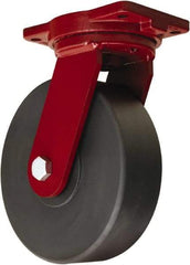 Hamilton - 10" Diam x 3" Wide x 12-1/2" OAH Top Plate Mount Swivel Caster - Nylon, 5,000 Lb Capacity, Sealed Precision Ball Bearing, 6-1/8 x 7-1/2" Plate - USA Tool & Supply