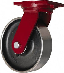 Hamilton - 10" Diam x 3" Wide x 12-1/2" OAH Top Plate Mount Swivel Caster - Forged Steel, 4,000 Lb Capacity, Tapered Roller Bearing, 6-1/8 x 7-1/2" Plate - USA Tool & Supply