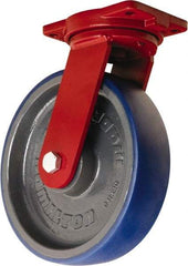 Hamilton - 12" Diam x 3" Wide x 14-1/2" OAH Top Plate Mount Swivel Caster - Polyurethane Mold onto Cast Iron Center, 2,800 Lb Capacity, Sealed Precision Ball Bearing, 6-1/8 x 7-1/2" Plate - USA Tool & Supply