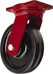 Hamilton - 10" Diam x 2-1/2" Wide x 12-1/2" OAH Top Plate Mount Swivel Caster - Phenolic, 2,500 Lb Capacity, Tapered Roller Bearing, 6-1/8 x 7-1/2" Plate - USA Tool & Supply