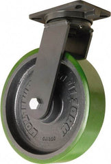 Hamilton - 12" Diam x 3" Wide x 15-1/2" OAH Top Plate Mount Swivel Caster - Polyurethane Mold onto Cast Iron Center, 3,500 Lb Capacity, Tapered Roller Bearing, 5-1/4 x 7-1/4" Plate - USA Tool & Supply