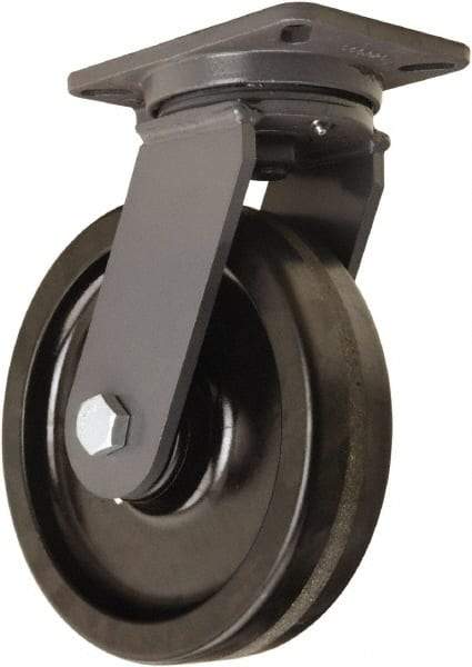 Hamilton - 10" Diam x 2-1/2" Wide x 12-1/2" OAH Top Plate Mount Swivel Caster - Phenolic, 2,500 Lb Capacity, Tapered Roller Bearing, 5-1/4 x 7-1/4" Plate - USA Tool & Supply