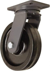 Hamilton - 10" Diam x 2-1/2" Wide x 12-1/2" OAH Top Plate Mount Swivel Caster - Phenolic, 2,500 Lb Capacity, Tapered Roller Bearing, 5-1/4 x 7-1/4" Plate - USA Tool & Supply