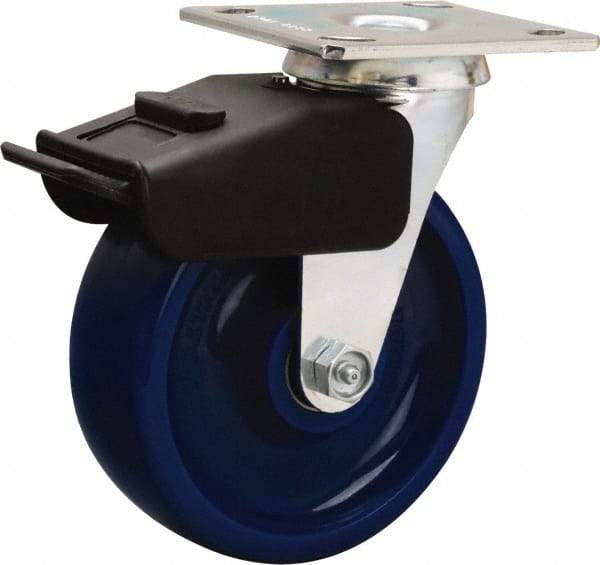 Hamilton - 6" Diam x 2" Wide x 7-1/2" OAH Top Plate Mount Swivel Caster - Polyurethane, 850 Lb Capacity, Precision Ball Bearing, 4 x 4-1/2" Plate - USA Tool & Supply