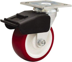 Hamilton - 5" Diam x 2" Wide x 6-1/2" OAH Top Plate Mount Swivel Caster - Polyurethane Mold on Polypropylene, 850 Lb Capacity, Straight Roller Bearing, 4 x 4-1/2" Plate - USA Tool & Supply